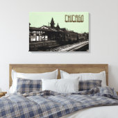 Chicago L 1950 Waterverf Sepia Fotosubway Canvas Afdruk (Insitu (Slaapkamer))