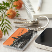 Chicago L 1950 Waterverf Sepia Fotosubway Sleutelhanger (Voorkant Rechts)