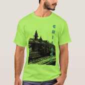 Chicago L 1950 Waterverf Sepia Fotosubway T-shirt (Voorkant)