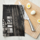 Chicago L 1950 Waterverf Sepia Fotosubway Theedoek (Quarter Fold)