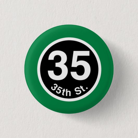 Chicago L 35th St. Green Line Ronde Button 3,2 Cm (Voorkant)