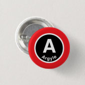 Chicago L Argyle Red Line Ronde Button 3,2 Cm (Voorkant /achterkant)