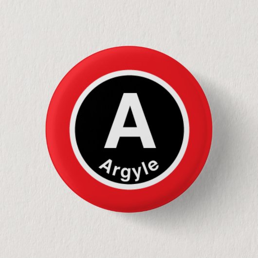 Chicago L Argyle Red Line Ronde Button 3,2 Cm (Voorkant)