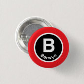 Chicago L Berwyn Red Line Ronde Button 3,2 Cm (Voorkant /achterkant)