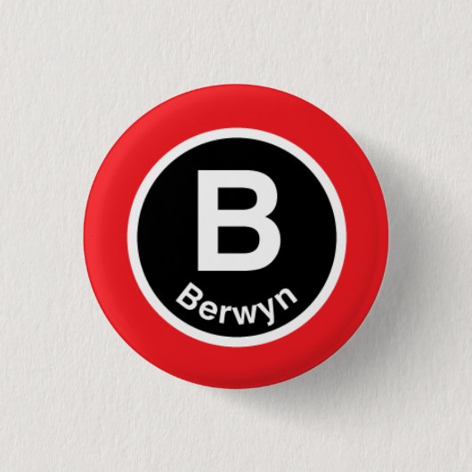Chicago L Berwyn Red Line Ronde Button 3,2 Cm (Voorkant)