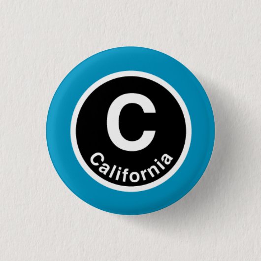 Chicago L California Blue Line Ronde Button 3,2 Cm (Voorkant)