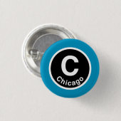 Chicago L Chicago Blue Line Ronde Button 3,2 Cm (Voorkant /achterkant)