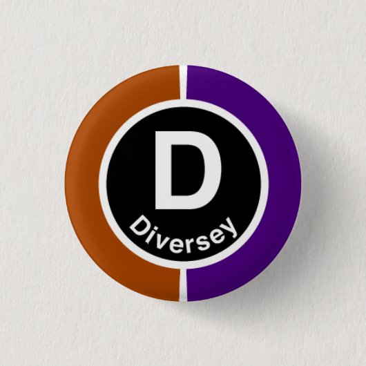 Chicago L Diversey Brown/Paars Line Ronde Button 3,2 Cm (Voorkant)
