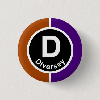 Chicago L Diversey Brown/Paars Line Ronde Button 3,2 Cm