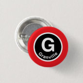 Chicago L Granville Red Line Ronde Button 3,2 Cm (Voorkant /achterkant)