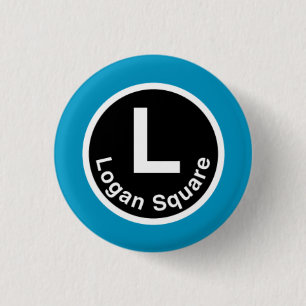 Chicago L Logan Square Blue Line Ronde Button 3,2 Cm