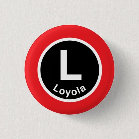 Chicago L Loyola Red Line Ronde Button 3,2 Cm (Voorkant)
