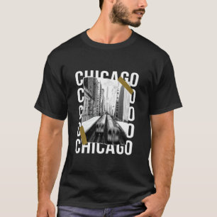 Chicago L Platform Trains and Skyscrapers T-shirt