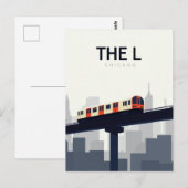 Chicago 'L' verhoogde trein Briefkaart (Voorkant / Achterkant)