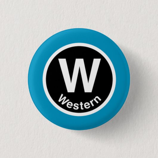 Chicago L Westerne blauwe lijn Ronde Button 3,2 Cm (Voorkant)