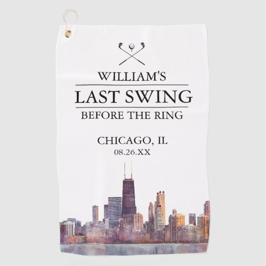 Chicago Laatste Swing Voor de Ring Bachelor Golfhanddoek (Voorkant)