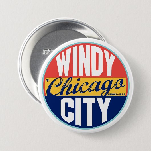 Chicago label ronde button 7,6 cm (Voorkant /achterkant)