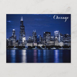 Chicago Lake Michigan Coast Skyline at Night Photo Briefkaart