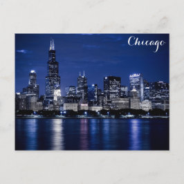 Chicago Lake Michigan Coast Skyline at Night Photo Briefkaart