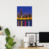Chicago Lake Skyline bij Night Poster (Thuiskantoor)