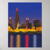 Chicago Lake Skyline bij Night Poster (Voorkant)