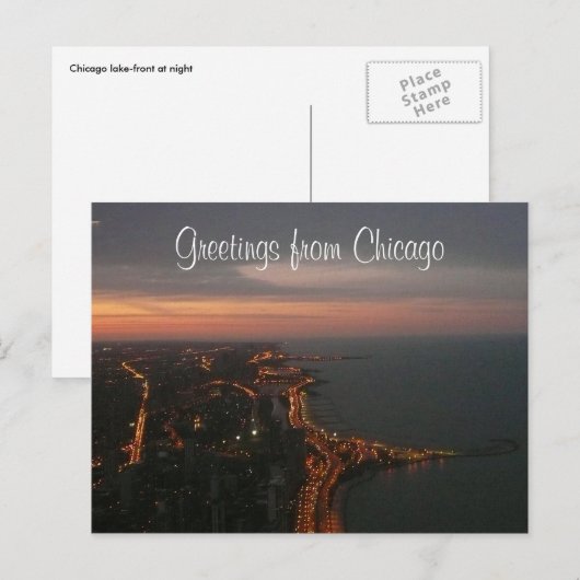 chicago-lampjes briefkaart (Voorkant / Achterkant)