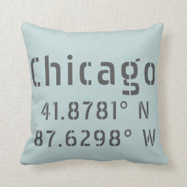 Chicago Latitude en Lengtegraad Kussen