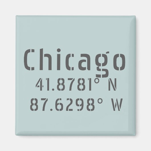 Chicago Latitude en Lengtegraad Magneet (Voorkant)