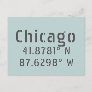 Chicago Latitude & Lengtegraad Briefkaart
