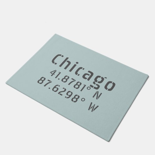 Chicago Latitude Longitude Deurmat (Schuin)