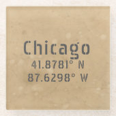 Chicago Latitude Longitude II Glazen Onderzetter (Voorkant)