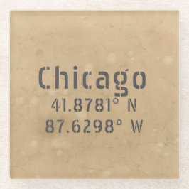 Chicago Latitude Longitude II Glazen Onderzetter