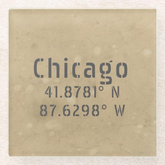 Chicago Latitude Longitude II Glazen Onderzetter (Voorkant)
