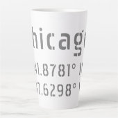 Chicago Latitude Longitude Latte Mok (Voorkant)