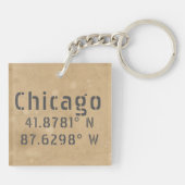 Chicago Latitude Longitude Sleutelhanger (Achterkant)