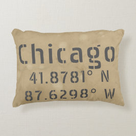 Chicago Latitude Longitude Uban Accent Kussen