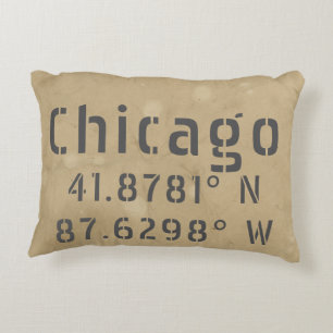 Chicago Latitude Longitude Uban Accent Kussen