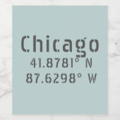Chicago Latitude Longitude Wijn Etiket (Enkel label)