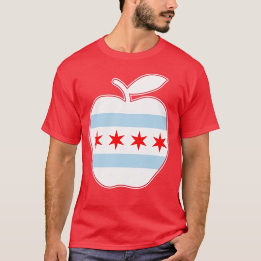 Chicago leraren rood voor Ed Apple vlag T-shirt (Voorkant)