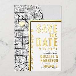 Chicago Liefdeszoeker | Huwelijk Save the Date Folie Uitnodiging