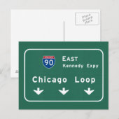 Chicago Loop I-90 E Interstate Illinois IL Briefkaart (Voorkant / Achterkant)