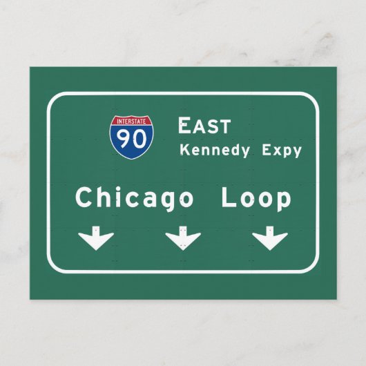 Chicago Loop I-90 E Interstate Illinois IL Briefkaart (Voorkant)