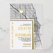 Chicago Love Locator | Stadsweddenschap Folie Uitnodiging (Voorkant)