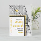 Chicago Love Locator | Stadsweddenschap Folie Uitnodiging (Staand Voorkant)