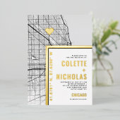 Chicago Love Locator | Stadsweddenschap Folie Uitnodiging (Staand Voorkant)