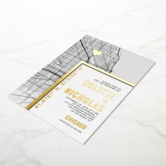 Chicago Love Locator | Stadsweddenschap Folie Uitnodiging (Gedraaid)