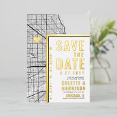 Chicago Love Locator | Trouw Save the Date Folie Uitnodiging (Staand Voorkant)