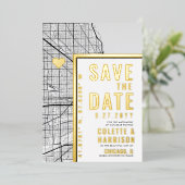 Chicago Love Locator | Weddenschap Save the Date Folie Uitnodiging (Staand Voorkant)
