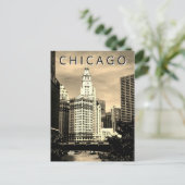 Chicago LT Wind City Waterverf Art Briefkaart (Staand voorkant)