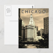 Chicago LT Wind City Waterverf Art Briefkaart (Voorkant / Achterkant)